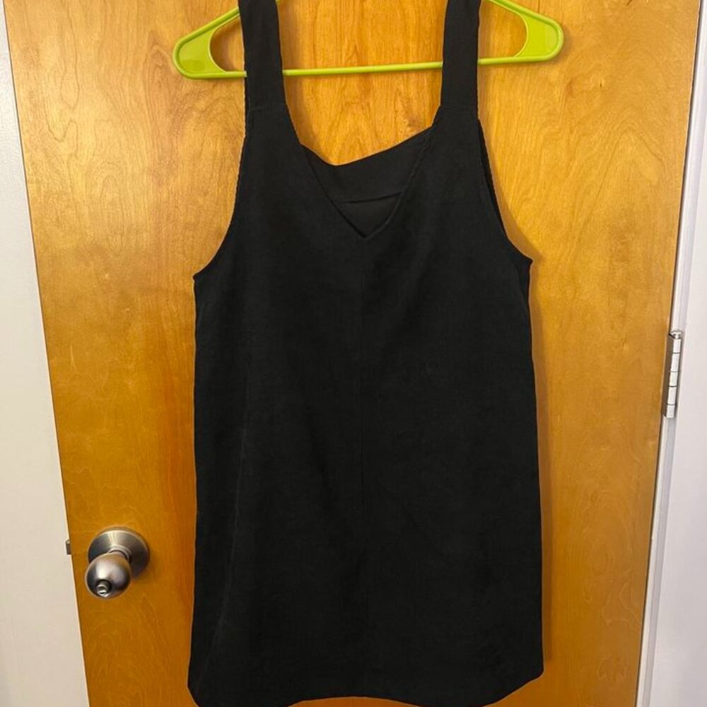 Black corduroy pinafore dress (size S, new)